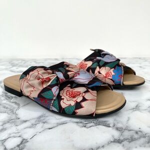 NWOB Naturalizer Women's Tea Sandal Slides Floral Bow Tie Size 5.5